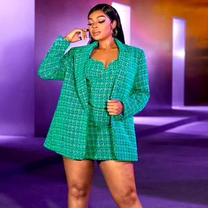 NWT Oversized Sparkly Plaid Blazer